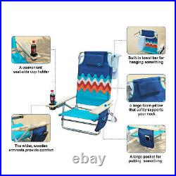 2-Pack ALPHA CAMP Beach Chair Lay Flat, Reclining, Adjustable, Storage, NEW