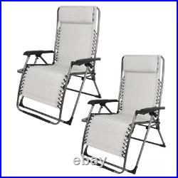 2-Pack Extra Large Anti-Gravity Oversized Frames Grey Chair, 350 lbs Capacity
