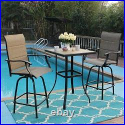 2 Pack Outdoor Swivel Bar Stools Padded Counter Height Bar Chairs Furniture Set