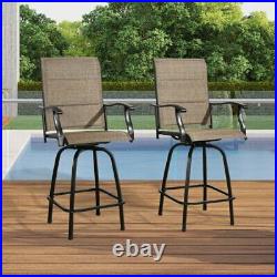 2 Pack Outdoor Swivel Bar Stools Padded Counter Height Bar Chairs Furniture Set