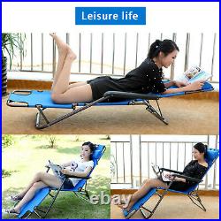 2-Pack Patio Lounge Chair Chaise Adjustable Beach Reclining Positions with Pillow