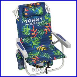 2-Pack Tommy Bahama Beach Chair Lay Flat Reclining, Adjustable, Green Leaves NEW