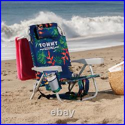 2-Pack Tommy Bahama Beach Chair Lay Flat Reclining, Adjustable, Green Leaves NEW