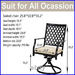 2 Patio Dining Rocker Chair with Cushion Furniture Outdoor Metal Swivel
