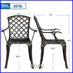 2 Pcs Aluminum Patio Chairs, Outdoor Patio Bistro Dining Set for Garden, Yard