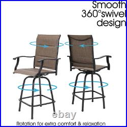 2 Pcs Outdoor Swivel Bar Stools Kitchen Bar Height Patio Chairs Garden Furniture
