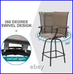 2 Pcs Outdoor Swivel Bar Stools Kitchen Bar Height Patio Chairs Garden Furniture