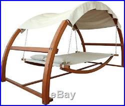 2 Person Double Outdoor Deck Patio Swing Bed with Canopy Backyard Hammock