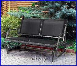 2 Person Garden Rocking Chair Metal Glider Bench Porch Seat Patio Park Loveseat