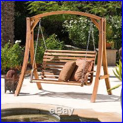 2 Person Garden Swing Seat Outdoor Patio Wooden Swinging Loveseat Bench Chair
