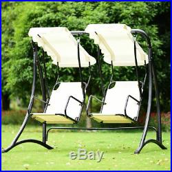 2 Person Hammock Porch Swing Patio Outdoor Hanging Loveseat Canopy Glider Swing
