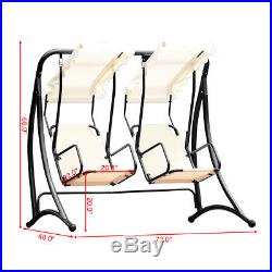 2 Person Hammock Porch Swing Patio Outdoor Hanging Loveseat Canopy Glider Swing