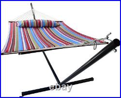 2 Person Hammock with Stand, Spreader Bars and Detachable Pillow Safe Heavy Duty