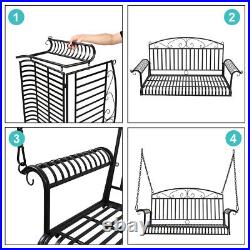 2-Person Metal Porch Swing Chair Outdoor Patio Hanging Bench Seat Yard Furniture