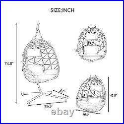 2 Person Outdoor Rattan Egg Hanging Chair Patio Wicker Swing Chair with Stand