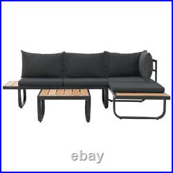 2 Piece Patio Corner Sofa Set with Cushions Aluminum WPC