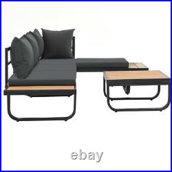2 Piece Patio Corner Sofa Set with Cushions Aluminum WPC
