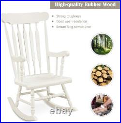 2 Piece Patio Rocking Chair Solid Wood Rocker Chair High Back for Indoor Outdoor