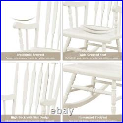 2 Piece Patio Rocking Chair Solid Wood Rocker Chair High Back for Indoor Outdoor