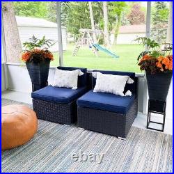 2 Piece Patio Sofa Set Rattan Wicker Additional Seat Outdoor Sectional Furniture