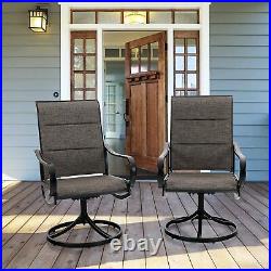 2 Piece Swivel Patio Chairs Outdoor Dining Metal Rocking Chair Garden Furniture