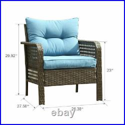 2 Pieces Outdoor Patio Furniture Set Sectional Sofa Rattan Chair Wicker Couch US