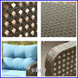 2 Pieces Outdoor Patio Furniture Set Sectional Sofa Rattan Chair Wicker Couch US