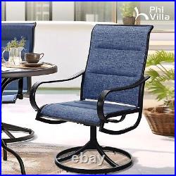 2 Pieces Swivel Patio Chairs Outdoor Metal Rocking Chair Garden Furniture Blue
