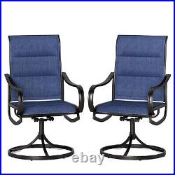2 Pieces Swivel Patio Chairs Outdoor Metal Rocking Chair Garden Furniture Blue