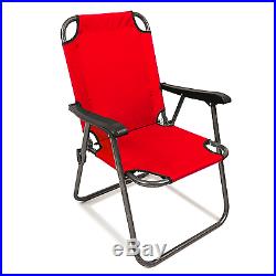 2 Red Outdoor Patio Folding Beach Chair Camping Chair Arm Lightweight Portable