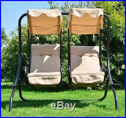 2 Seat Outdoor Patio Swing Canopy Awning Durable Porch -Hammock Garden Furniture