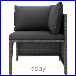 2-Seater Patio Sofa with Cushions Gray Poly Rattan