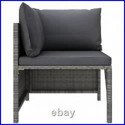 2-Seater Patio Sofa with Cushions Gray Poly Rattan
