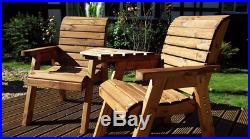 2 Seater Person Wooden Garden Bench Love Seat Chair Outdoor Patio Companion Set
