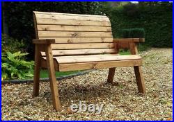2 Seater Person Wooden Garden Bench Luxury Love Seat Chair Patio Set Treated New