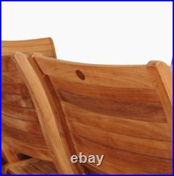 2 Set Teak Wood Folding Chair Arm Patio Deck Outdoor Garden Furniture Dining UV
