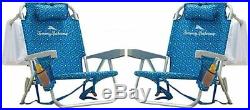 2 Tommy Bahama Backpack Beach Folding Deck Chair Blue Flower NEW 2020