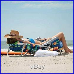 2 Tommy Bahama Backpack Beach Folding Deck Chair Blue Green Stripes 2020