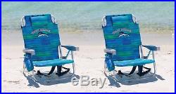 2 Tommy Bahama Backpack Cooler Beach Chair- Blue