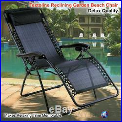 2 X Textoline Reclining Folding Chair Sun Lounger Beach Garden Recliner