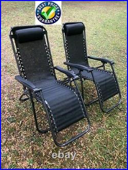 2 X Zero Gravity Folding Chair Adj / Recliner Sun Lounger