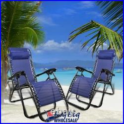 2 Zero Gravity Chairs Folding Lounge Outdoor Recliner Patio Beach Mesh Fabric