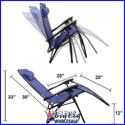 2 Zero Gravity Chairs Folding Lounge Outdoor Recliner Patio Beach Mesh Fabric