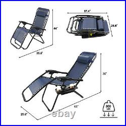 2 Zero Gravity Reclining Chairs Sun Beach Camping Folding Lounge WithPhone Holders