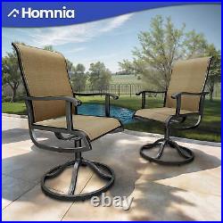2 pcs Outdoor Swivel Dining Rocking Chairs High Back Weatherproof Ergonomic Seat