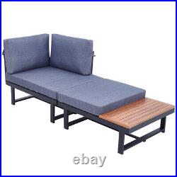 2 pcs Patio Bistro Aluminum Outdoor Furniture Set Sectional Couch with Cushions