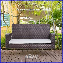 2-person Outdoor Wicker Porch Swing Chair Garden Hanging Bench Seat