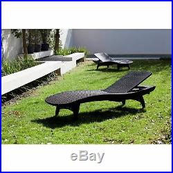 2 pk Keter Rattan Chaise Lounge Gray Chair Pool Patio Outdoor Furniture Set NEW