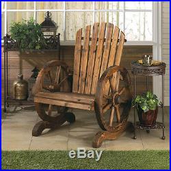 2 rustic wood country WAGON WHEEL outdoor patio furniture ADIRONDACK CHAIR pair
