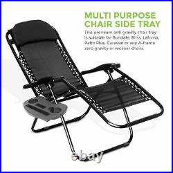2 x Clip On Side Table Tray For Zero Gravity Sun Lounger/Camping Chair Outdoor